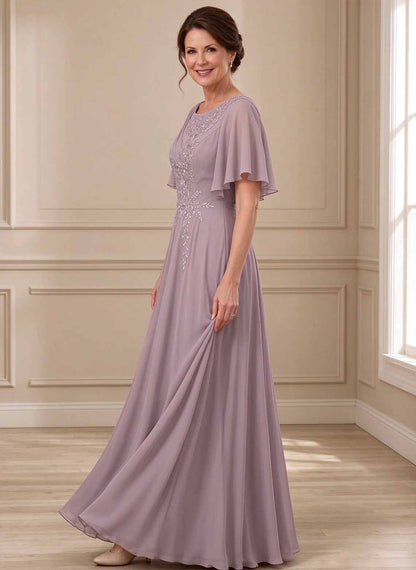 Floryme Dusk A-line Ruched Lace Mother of the Bride Dress