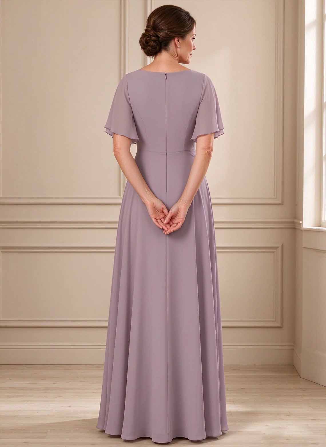 Floryme Dusk A-line Ruched Lace Mother of the Bride Dress