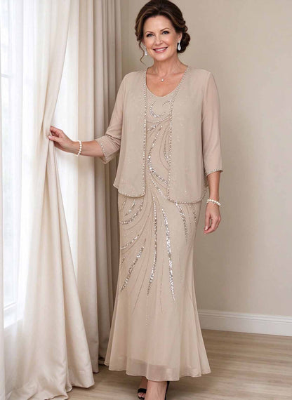 Floryme Sheath/Column Chiffon Mother of the Bride Dress