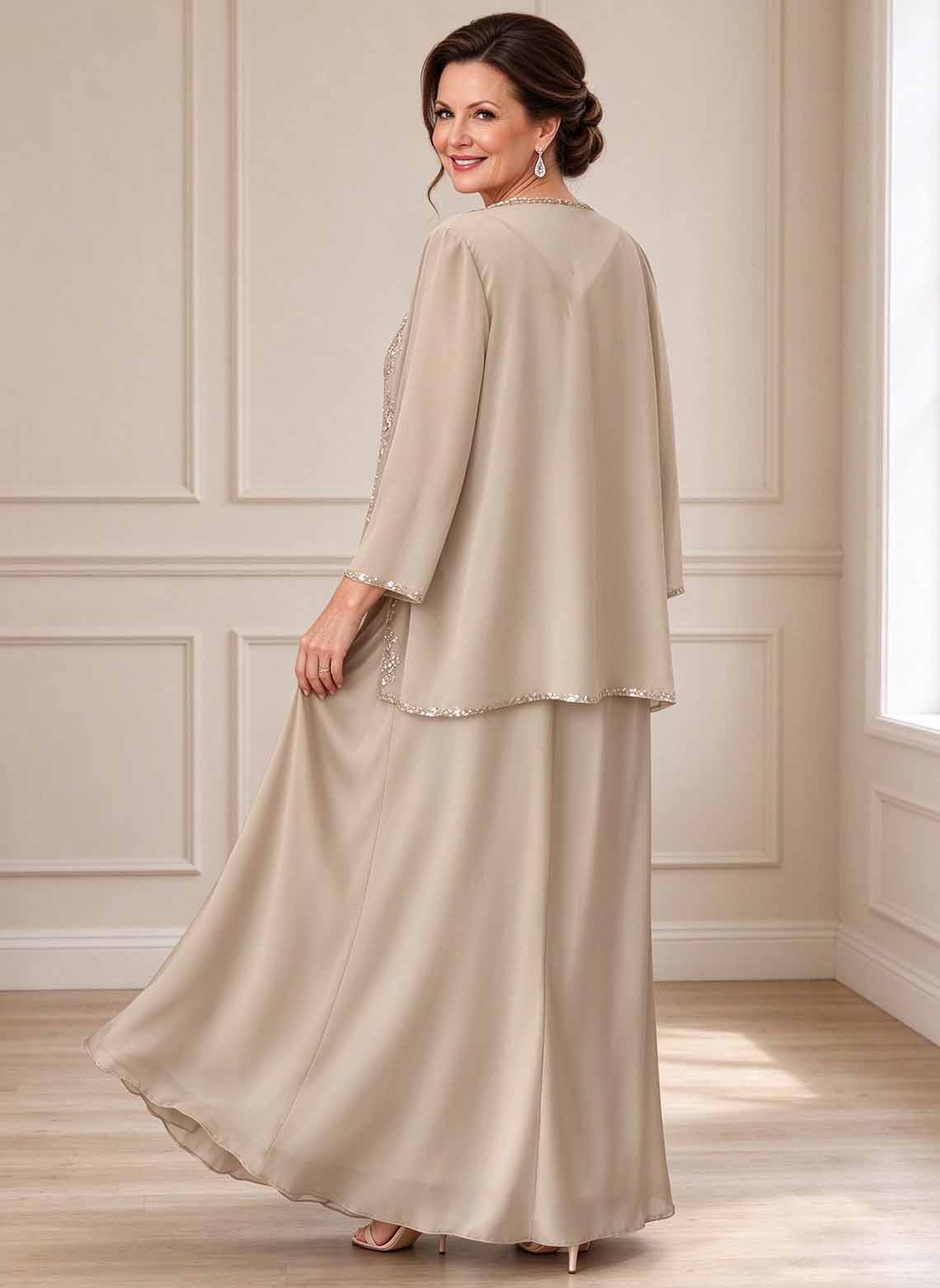 Floryme Sheath/Column Chiffon Mother of the Bride Dress
