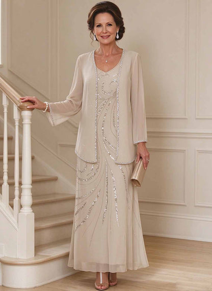 Floryme Sheath/Column Chiffon Mother of the Bride Dress