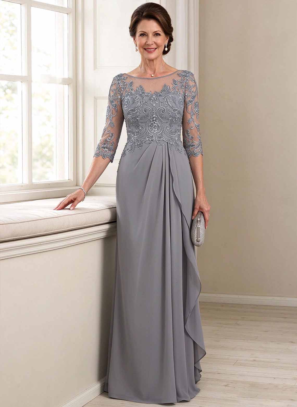 Floryme A-line Sequins Lace Mother of the Bride Dress
