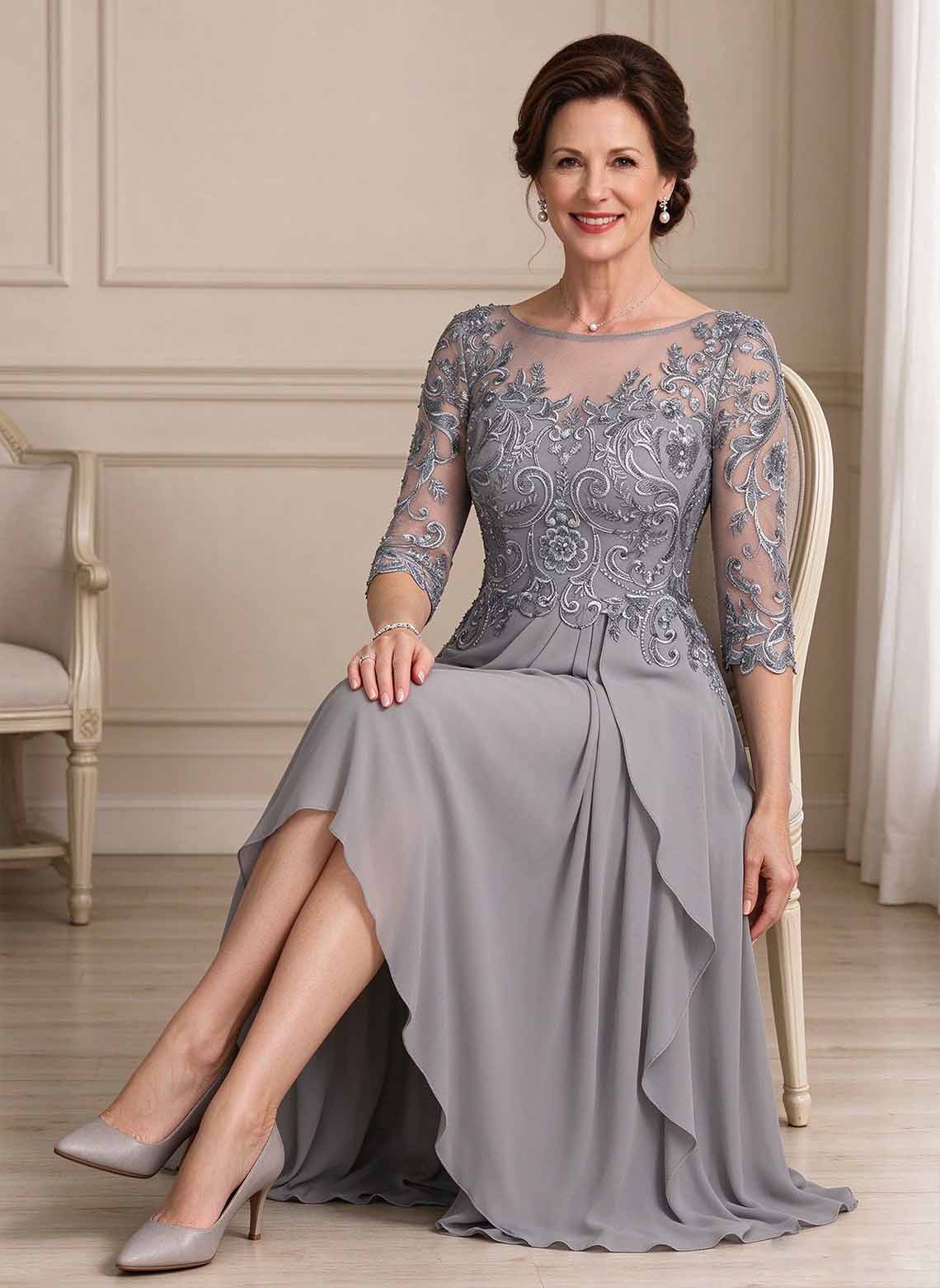 Floryme A-line Sequins Lace Mother of the Bride Dress