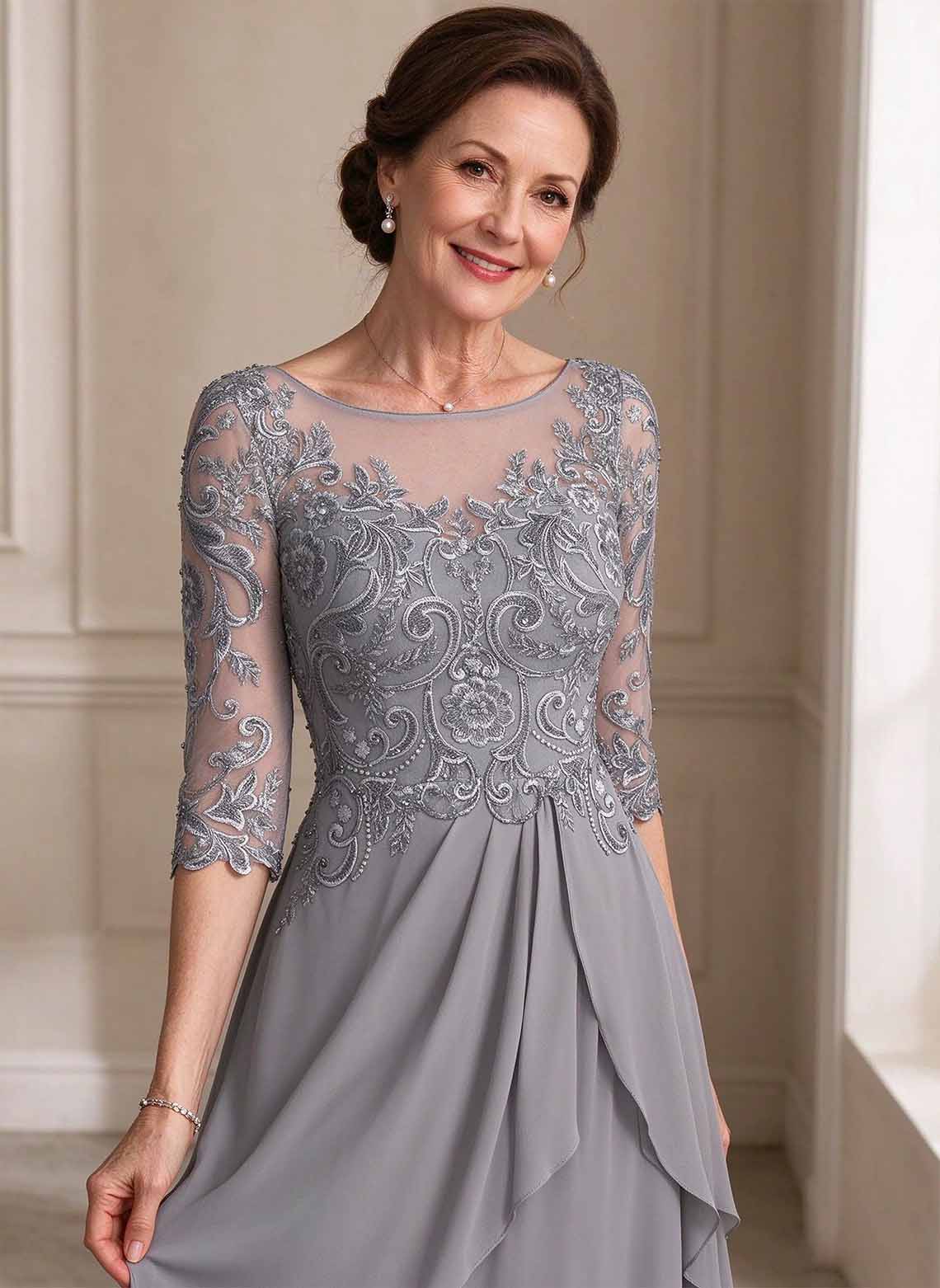 Floryme A-line Sequins Lace Mother of the Bride Dress