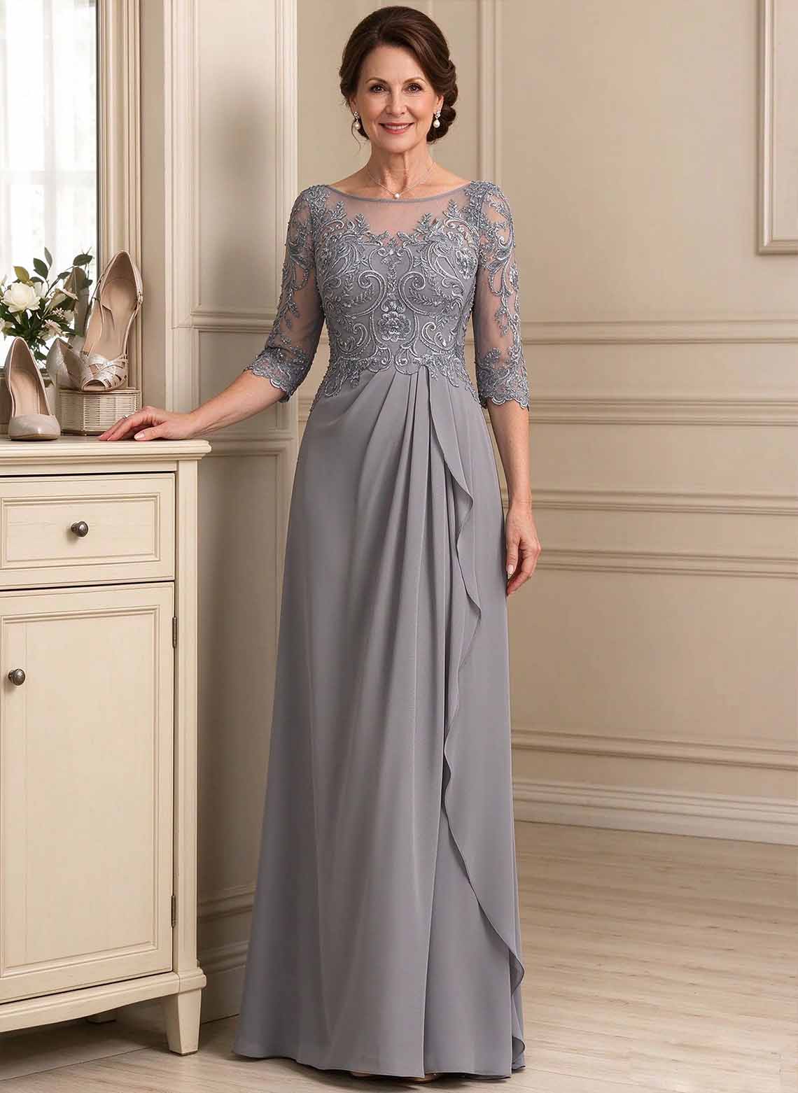 Floryme A-line Sequins Lace Mother of the Bride Dress