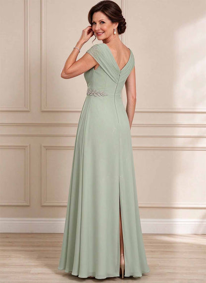 Floryme Celadon A-line V-Neck Sequins Lace Mother of the Bride Dress