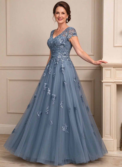 Floryme A-line V-Neck Sequins Tulle Mother of the Bride Dress