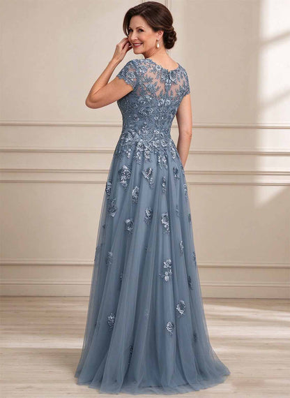 Floryme A-line V-Neck Sequins Tulle Mother of the Bride Dress