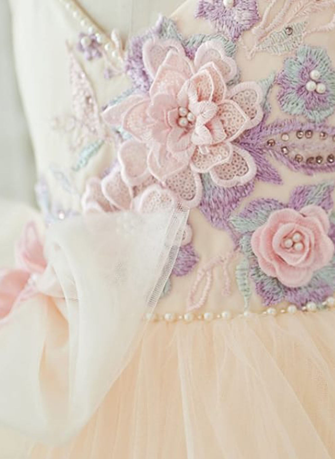 Floryme Ball-Gown/Princess Scoop Satin Tulle Floor-length Flower Girl Dress