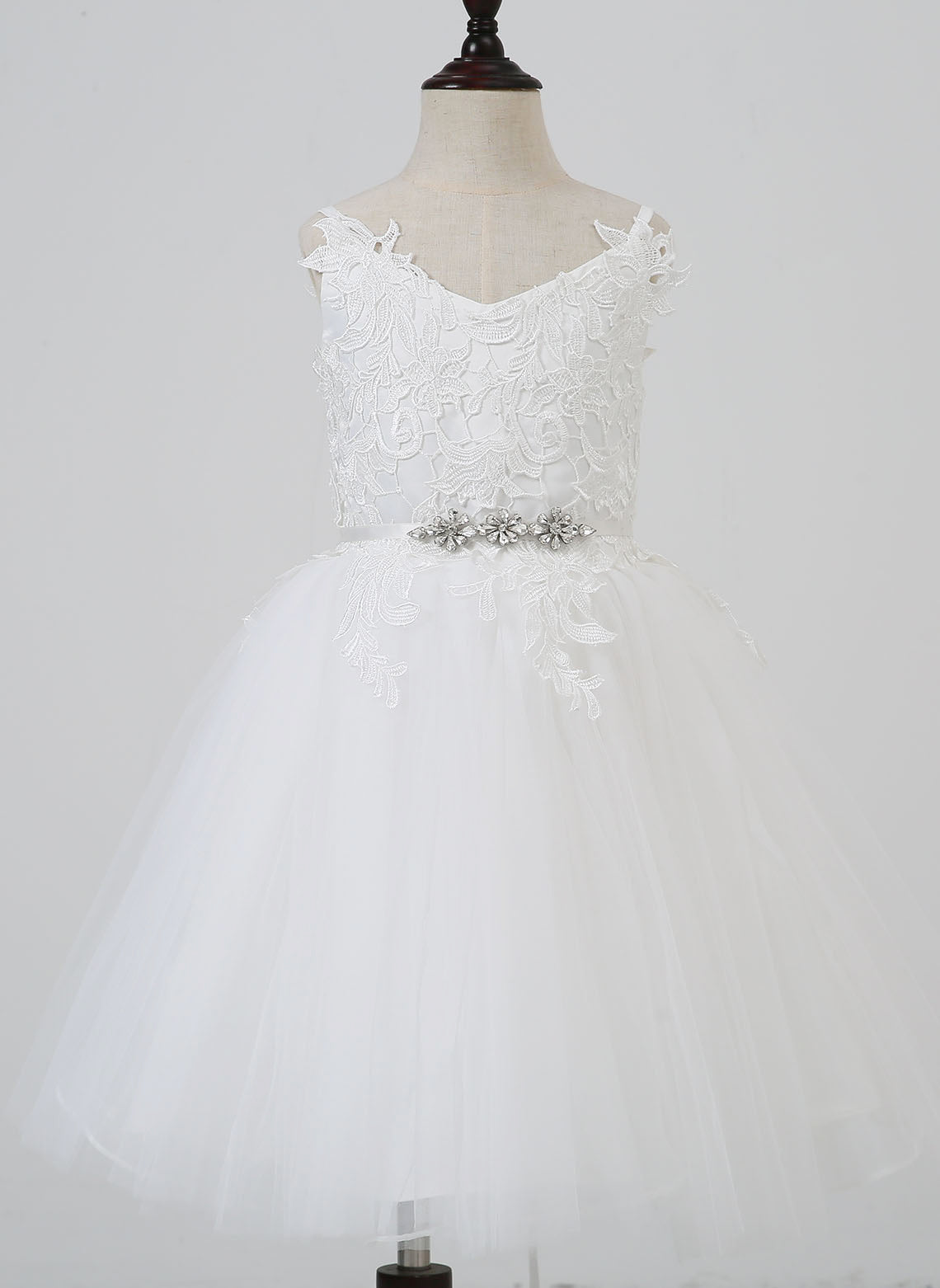 Floryme A-line Lace Tulle Knee-length Flower Girl‘s Dress