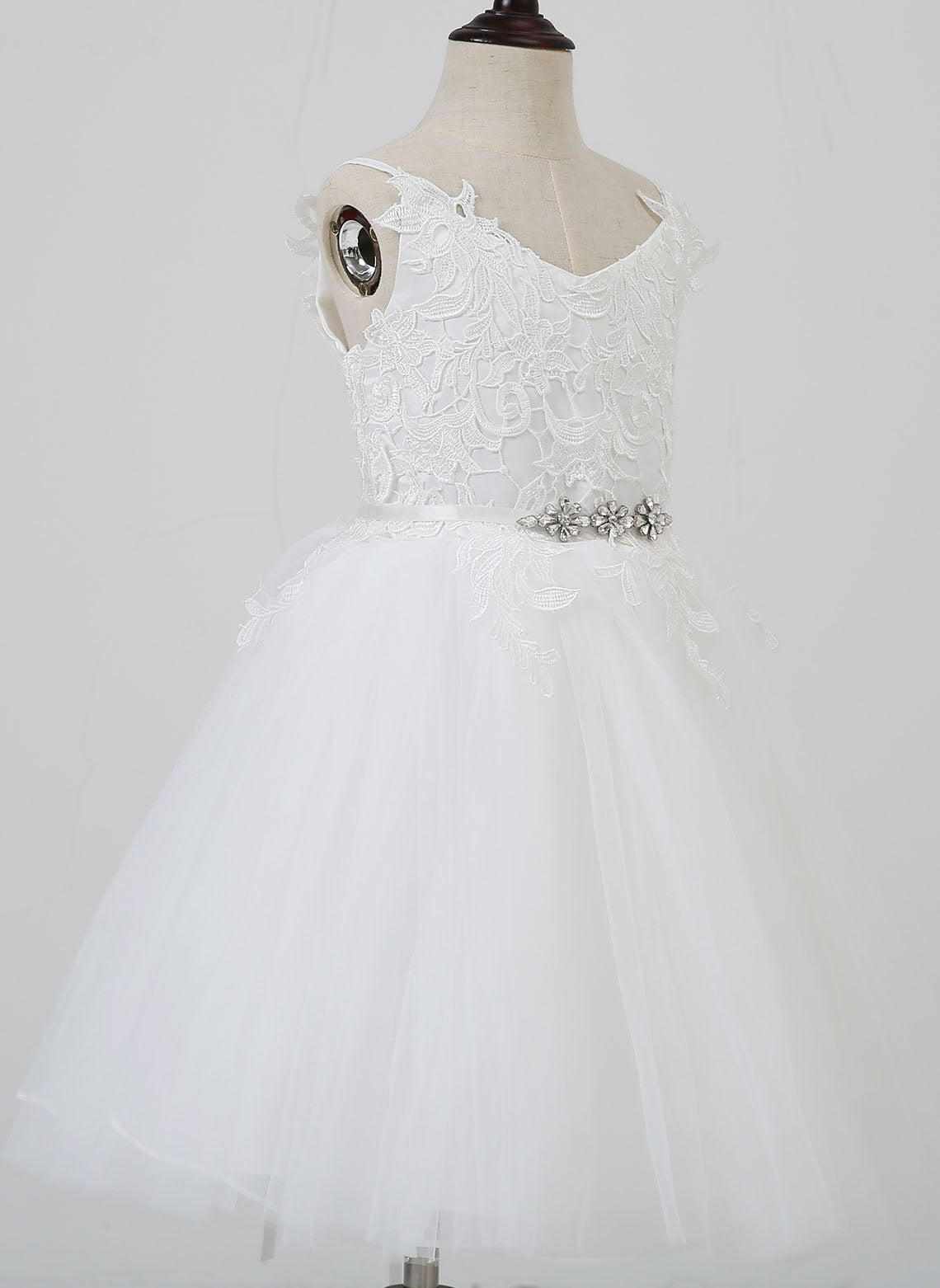 Floryme A-line Lace Tulle Knee-length Flower Girl‘s Dress