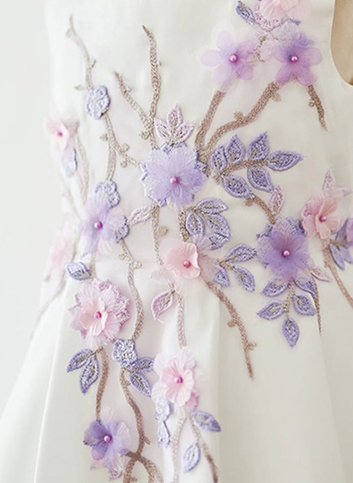 Floryme A-line Square Neck Satin Tea-Length Flower Girl Dress
