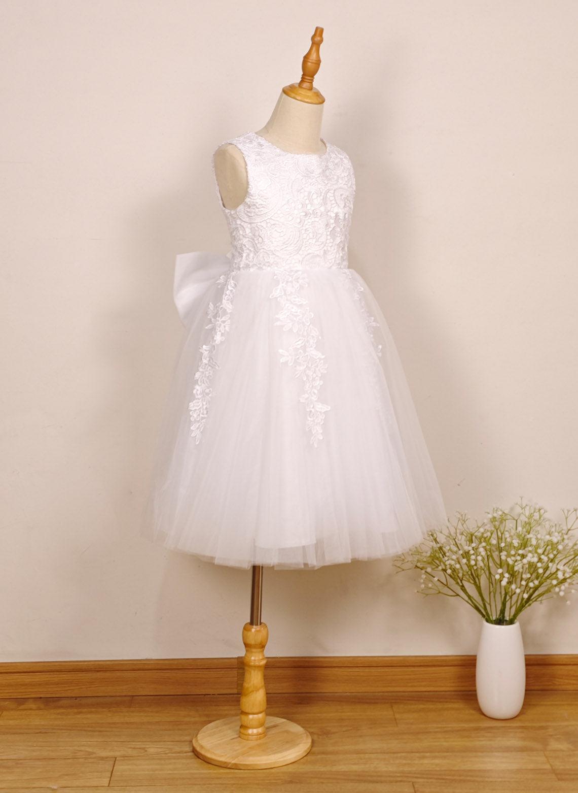 Floryme A-line Lace/Tulle Knee-Length Flower Girl's Dress