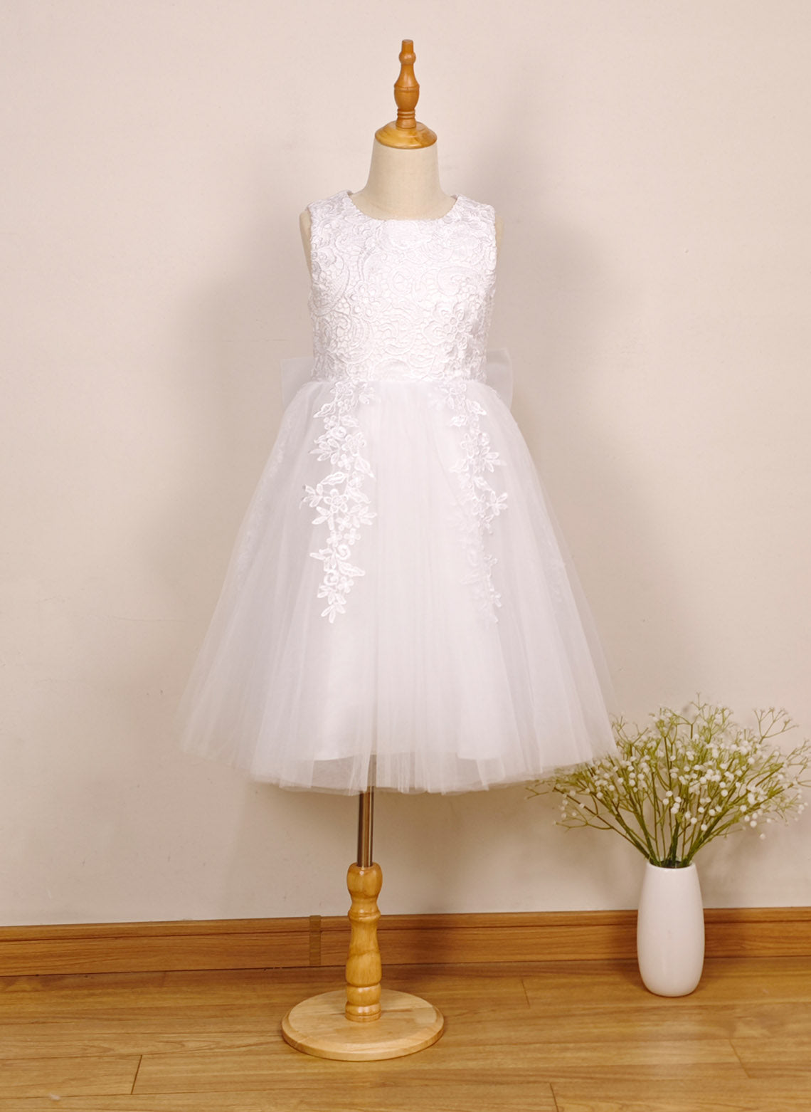 Floryme A-line Lace/Tulle Knee-Length Flower Girl's Dress