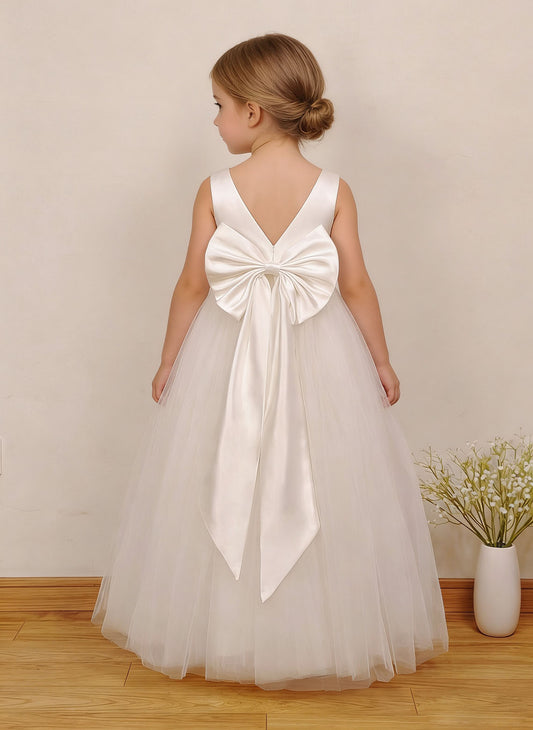 Floryme A-line Tulle/Satin Floor-Length Flower Girl Dress