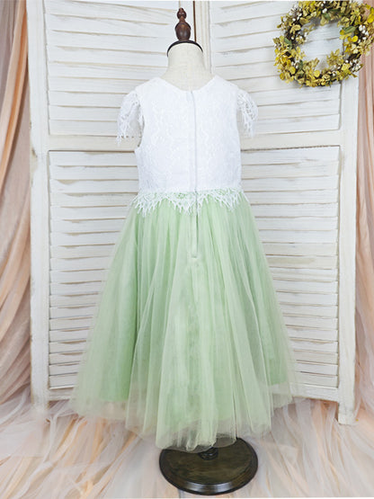 Floryme A-line Lace/Tulle Tea-Length Dress