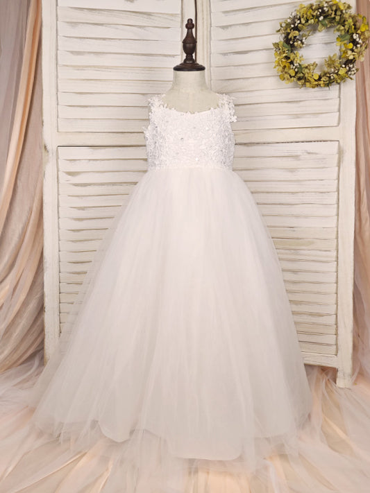 Floryme Ball-Gown/Princess Lace/Tulle Floor-Length Flower Girl's Dress