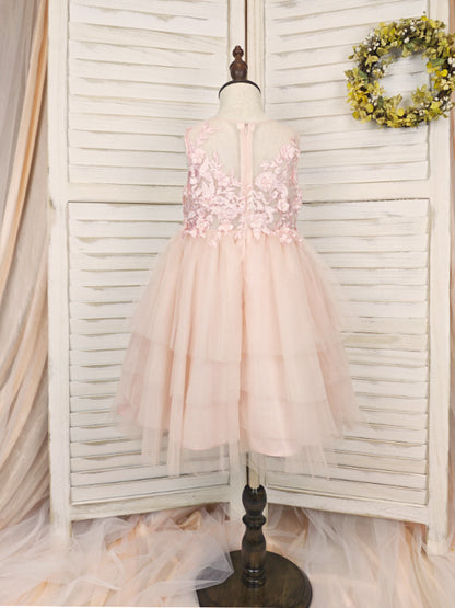 Floryme A-line Tulle Knee-Length Flower Girl Dress with Appliques Lace