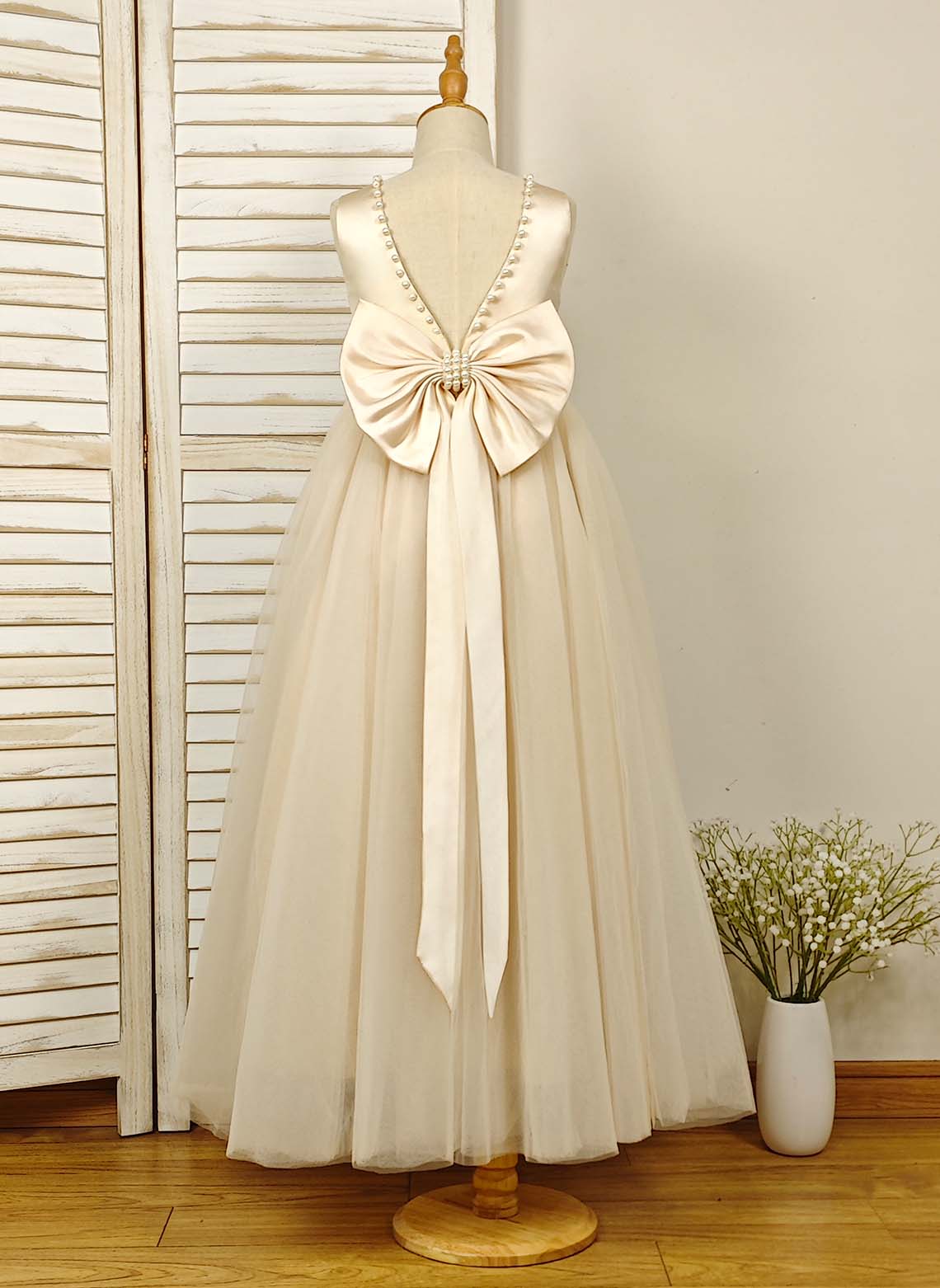 Floryme Ball-Gown/Princess Satin/Tulle Floor-Length Flower Girl Dress
