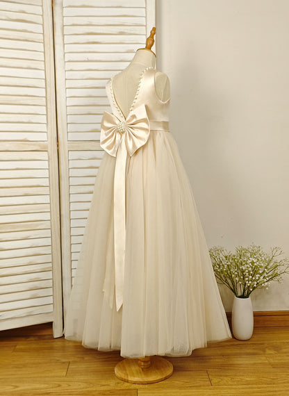 Floryme Ball-Gown/Princess Satin/Tulle Floor-Length Flower Girl Dress