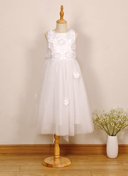 Floryme A-line Satin/Tulle Floor-Length Flower Girl Dress