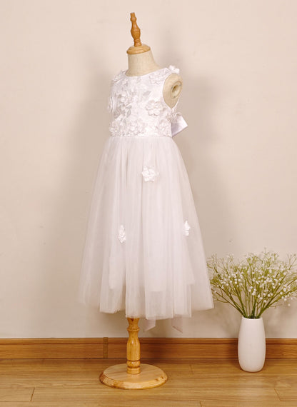 Floryme A-line Satin/Tulle Floor-Length Flower Girl Dress