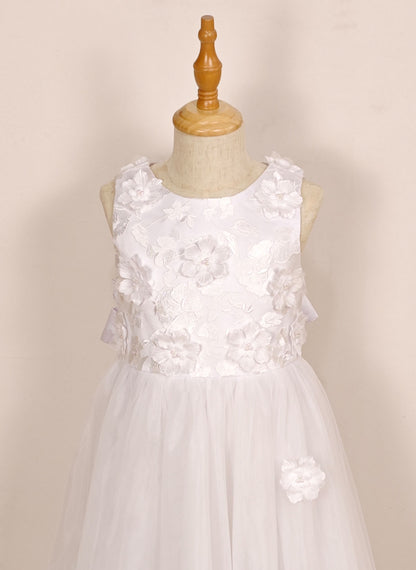 Floryme A-line Satin/Tulle Floor-Length Flower Girl Dress