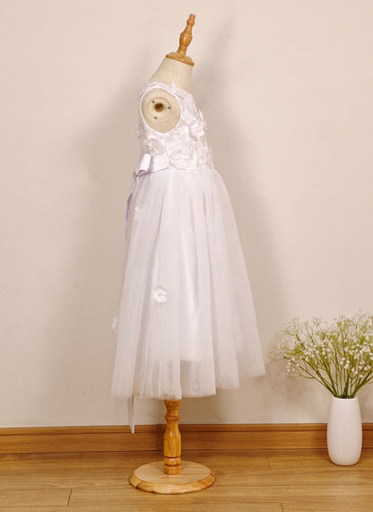 Floryme A-line Satin/Tulle Floor-Length Flower Girl Dress