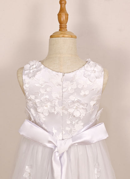Floryme A-line Satin/Tulle Floor-Length Flower Girl Dress