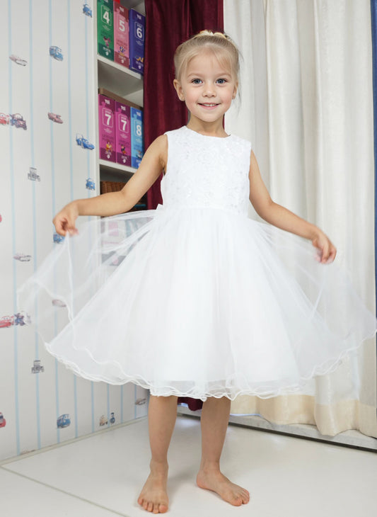 Floryme A-line Satin/Organza Tea-Length Flower Girl Dress