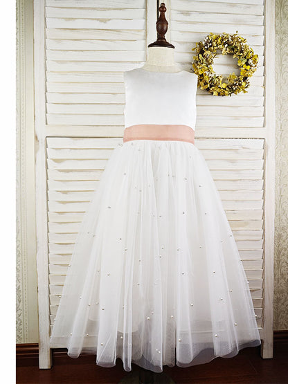 Floryme A-line Tulle Tea-Length Flower Girl Dress