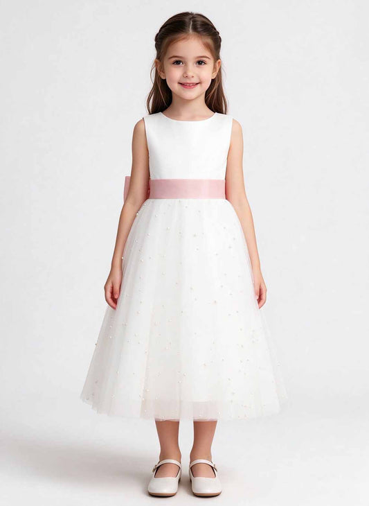 Floryme A-line Tulle Tea-Length Flower Girl Dress