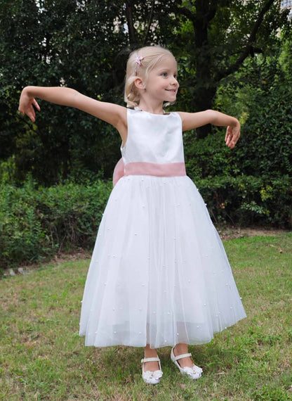 Floryme A-line Tulle Tea-Length Flower Girl Dress