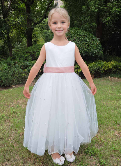 Floryme A-line Tulle Tea-Length Flower Girl Dress