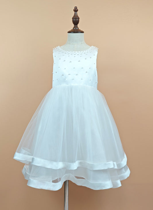 Floryme A-line Satin Tulle Knee-length Flower Girl Dress