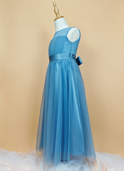 Floryme A-Line/Princess Scoop Floor-Length Tulle Dress With Ruffle Bow