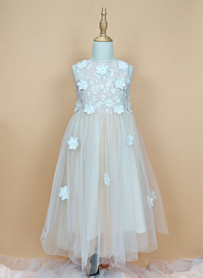 Floryme A-line Tulle Tea-Length Flower Girl Dress