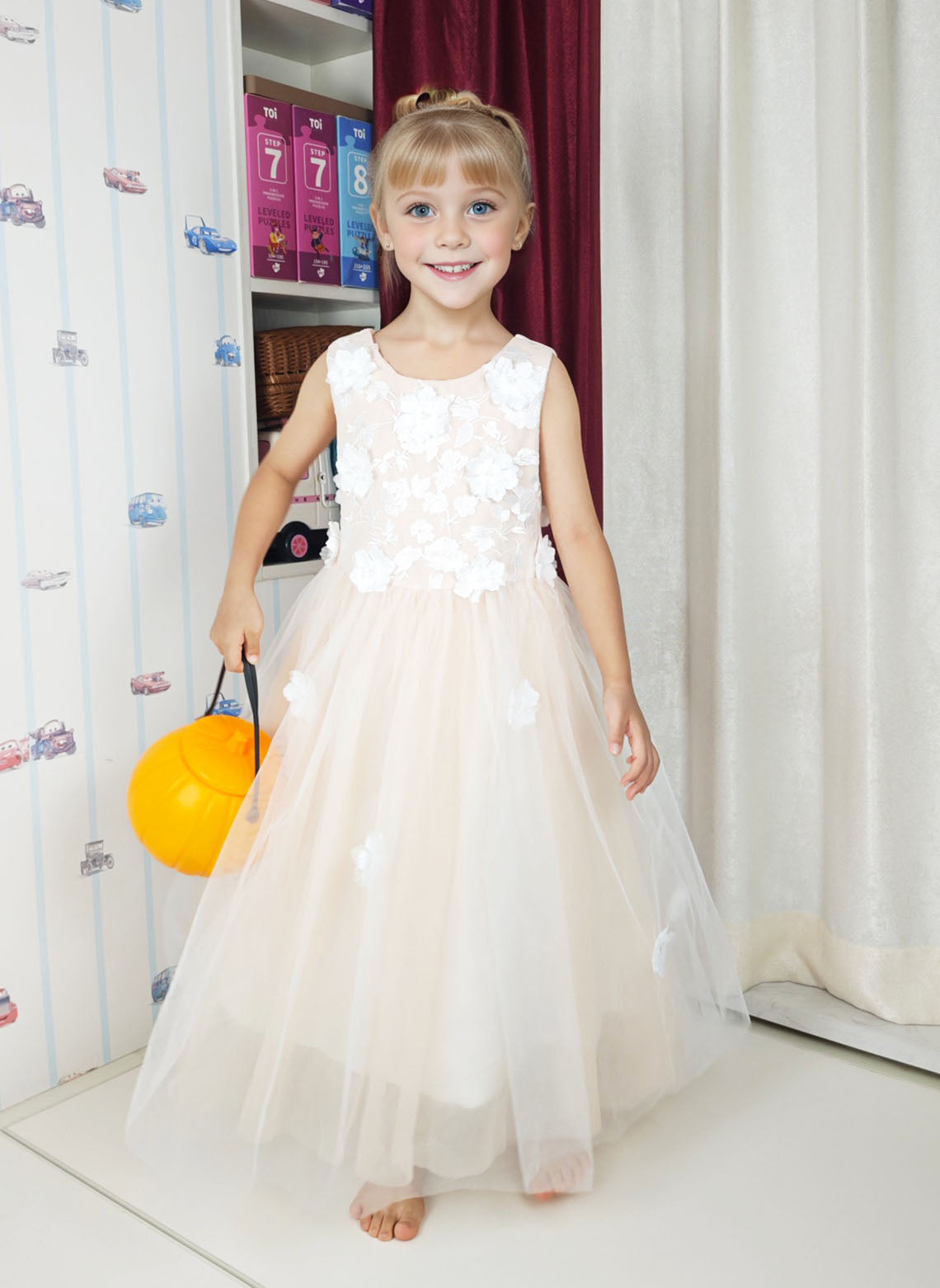 Floryme A-line Tulle Tea-Length Flower Girl Dress