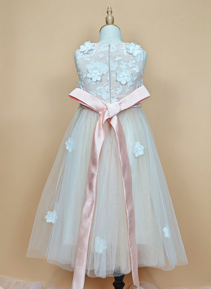 Floryme A-line Tulle Tea-Length Flower Girl Dress