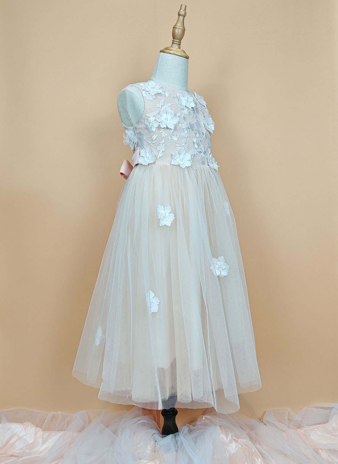 Floryme A-line Tulle Tea-Length Flower Girl Dress