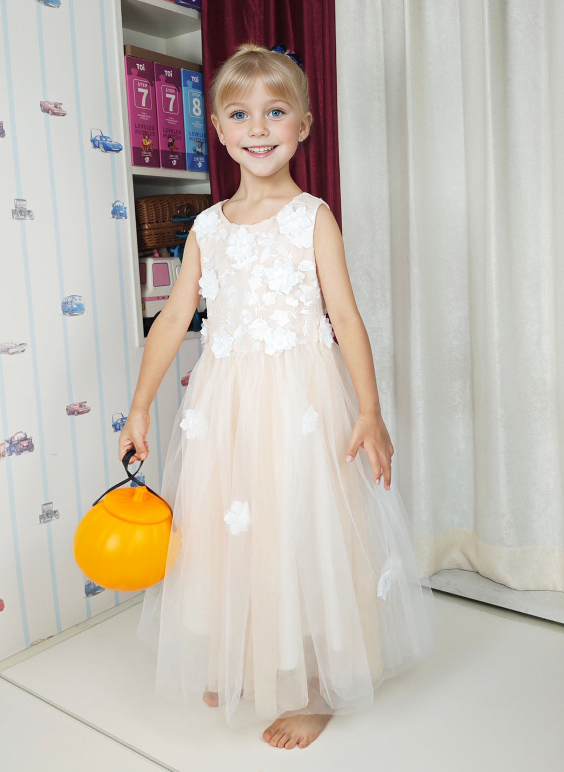 Floryme A-line Tulle Tea-Length Flower Girl Dress