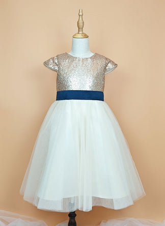 Floryme A-line Satin/Organza Tea-Length Flower Girl Dress