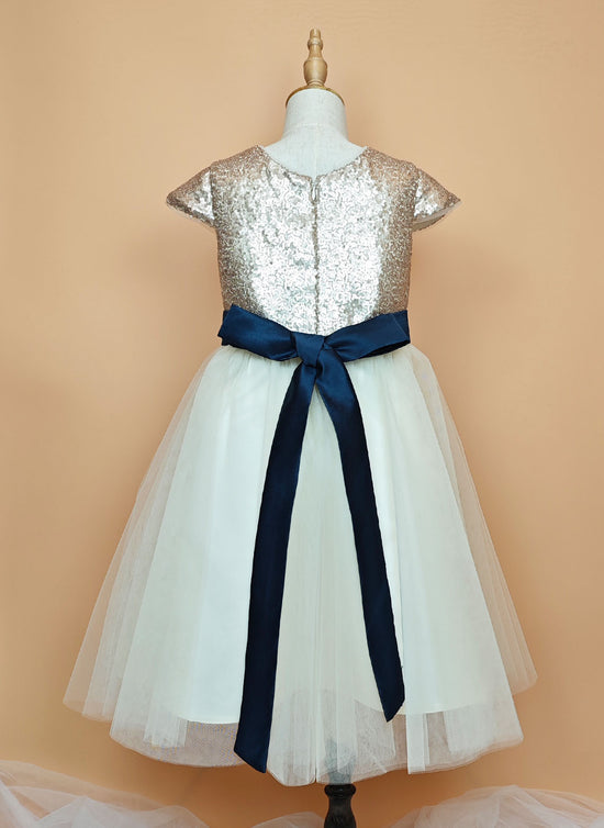 Floryme Princess Sequined Tulle Knee-length Baby Girl Birthday Dress