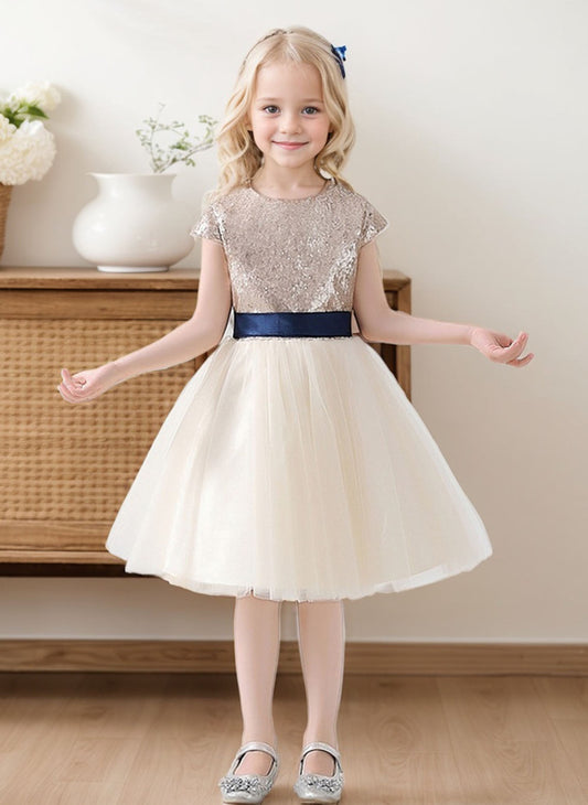 Floryme A-line Knee-Length Tulle/Sequin Dress