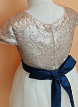 Floryme A-line Satin Tulle Knee-length Flower Girl Dress