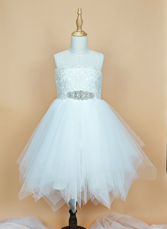 Floryme Ball-Gown/Princess Lace Tulle Knee-length Flower Girl Dress