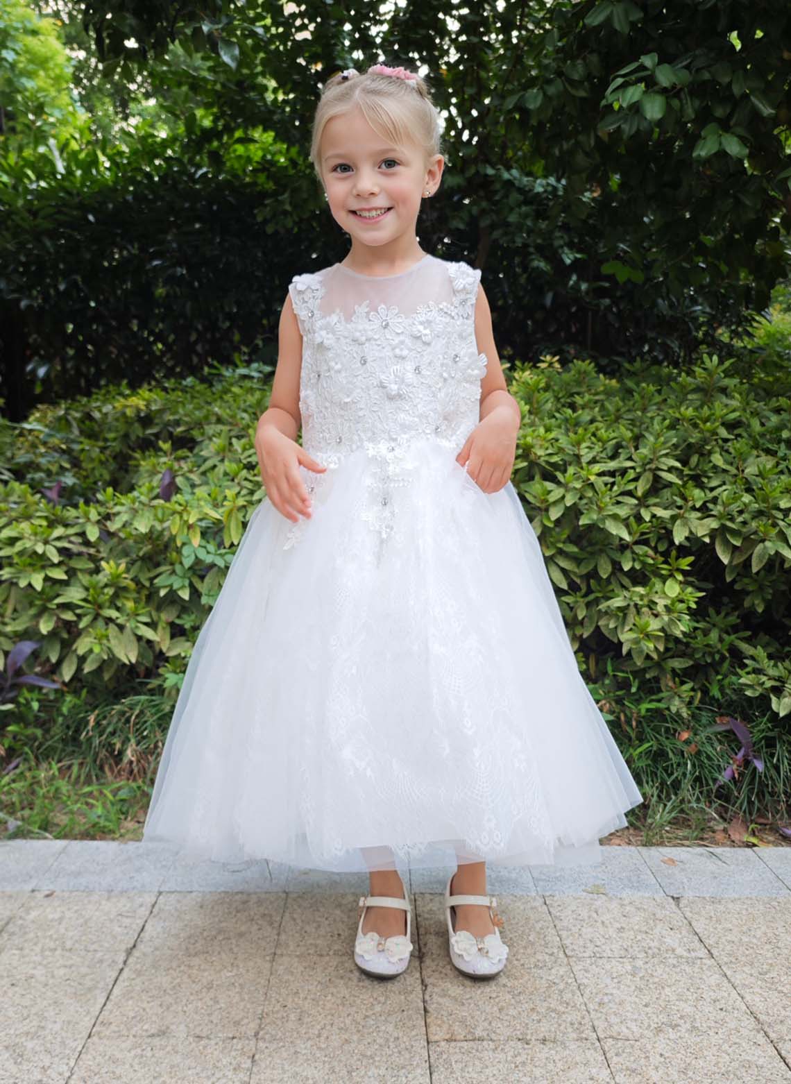 Floryme A-line Tulle/Lace Knee-Length Flower Girl Dress