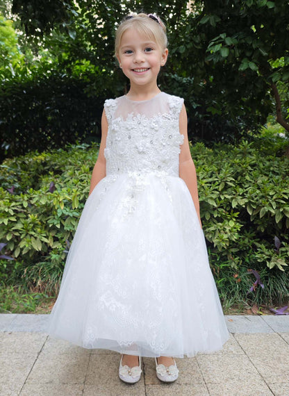 Floryme A-line Tulle/Lace Knee-Length Flower Girl Dress