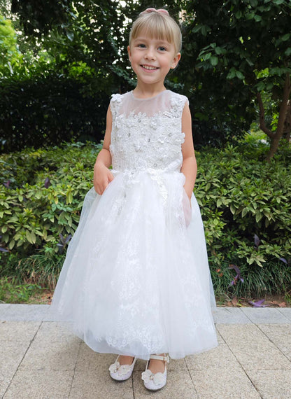 Floryme A-line Tulle/Lace Knee-Length Flower Girl Dress