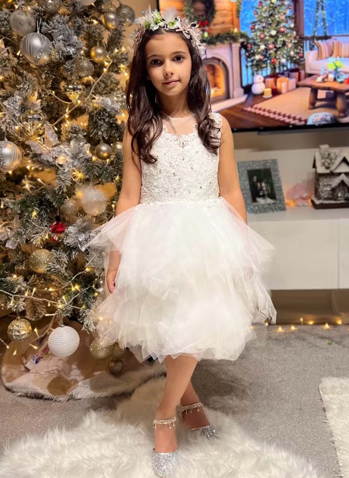 Floryme A-line Lace/Tulle Knee-Length Flower Girl Dress